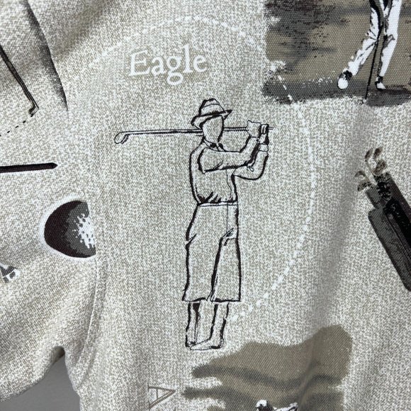 Golfsmith Polo Shirt Mens XXL Beige Golf All Over Print Short Sleeve Classic Ace - Picture 12 of 14